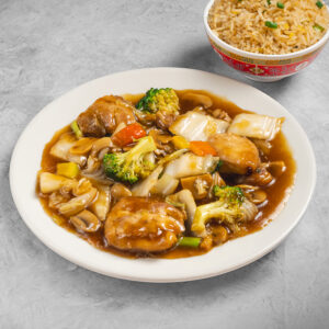 Pollo con Champiñones y Chaufa - Menú